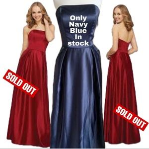 Satin Dress Beaded Pocket Details & Soft Pleating at the Natural Waist.